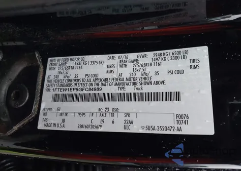 2016 Ford F-150 Xlt z USA, uszkodzony, nr VIN 1FTEW1EP5GFC84989